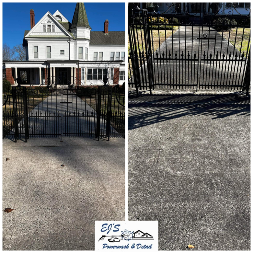 Pressure Washing Concrete Sidewalks and Fencing in Simpsonville, SC